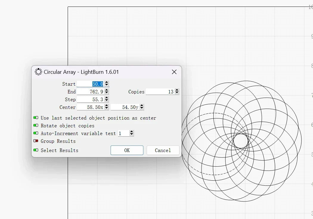 LONGER How To：Use the Circular Array Feature in LightBurn